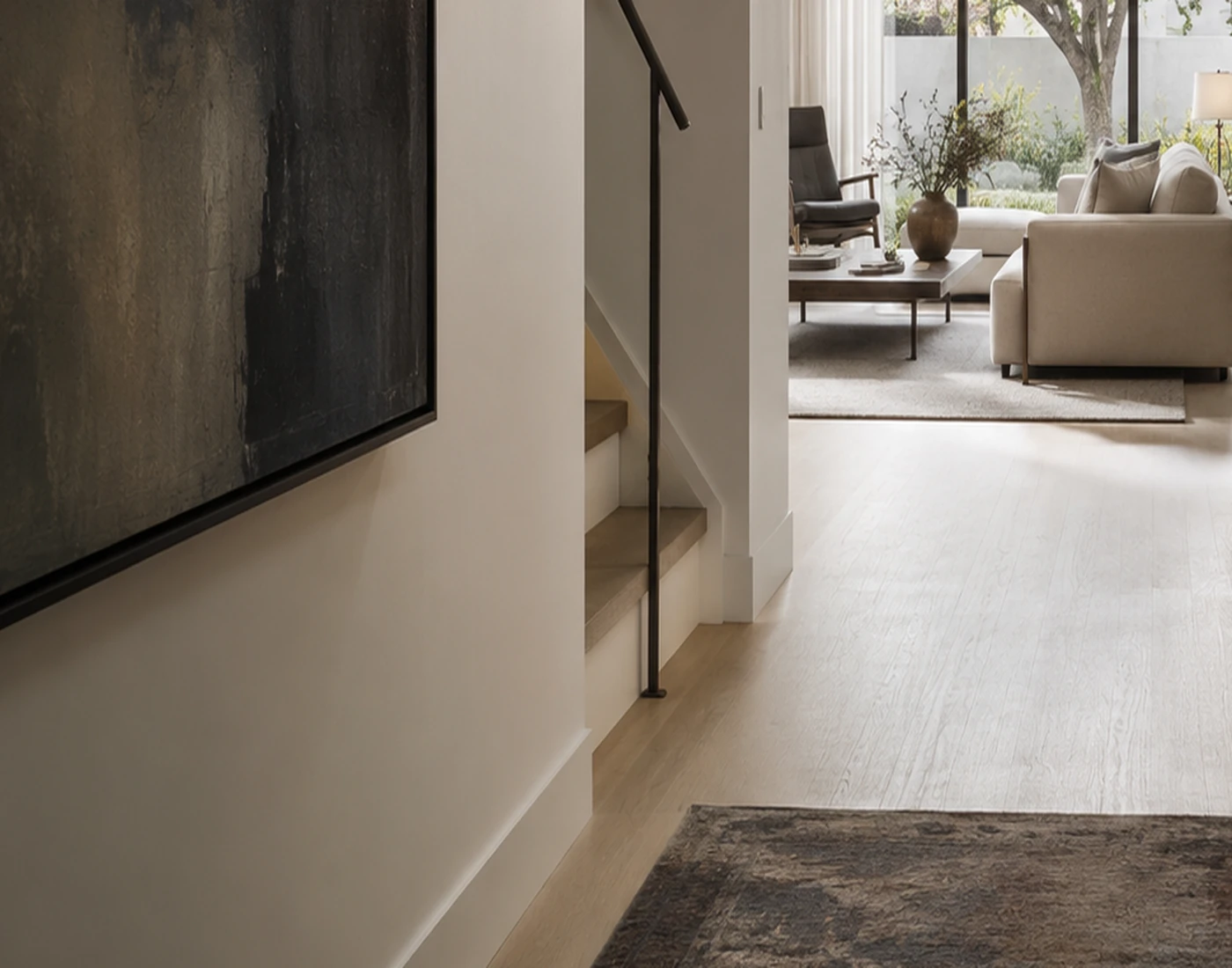 Illustrative residential trim, floor edges, and doorway details.
